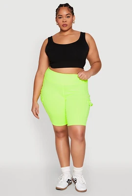 Womens Plus Spandex Cargo Biker Shorts,