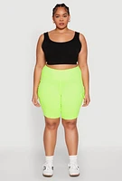 Womens Plus Spandex Cargo Biker Shorts,