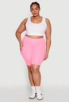 Womens Plus Size Spandex Cargo Biker Shorts, Pink, Size 2X