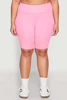 Womens Plus Size Spandex Cargo Biker Shorts, Pink, Size 2X