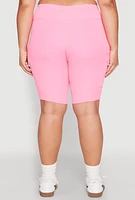 Womens Plus Size Spandex Cargo Biker Shorts, Pink, Size 2X
