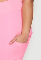 Womens Plus Size Spandex Cargo Biker Shorts, Pink, Size 2X