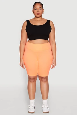 Womens Plus Spandex Cargo Biker Shorts, 1X