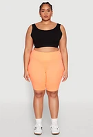 Womens Plus Spandex Cargo Biker Shorts, 1X