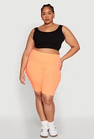 Womens Plus Spandex Cargo Biker Shorts, 1X