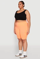 Womens Plus Spandex Cargo Biker Shorts, 1X