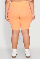 Womens Plus Spandex Cargo Biker Shorts, 1X