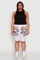 Womens Plus Size God Above All Else Graphic Biker Shorts, Grey, Size 3X