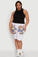 Womens Plus Size God Above All Else Graphic Biker Shorts, Grey, Size 3X