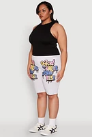 Womens Plus Size God Above All Else Graphic Biker Shorts, Grey, Size 3X