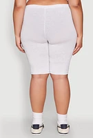 Womens Plus Size God Above All Else Graphic Biker Shorts, Grey, Size 3X