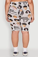 Womens Plus Size Black Women Are Magical Biker Shorts, Grey, Size 1X