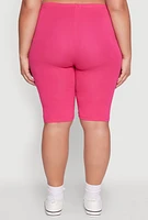 Womens Plus Size Brooklyn New York Biker Shorts, Pink, Size 2X