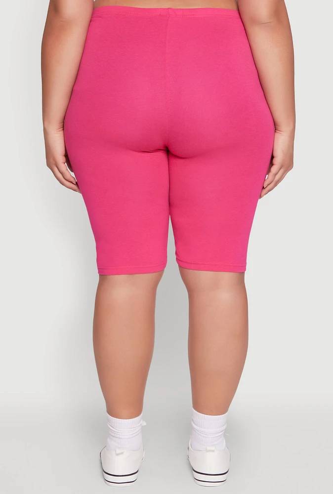 Womens Plus Size Brooklyn New York Biker Shorts, Pink, Size 1X