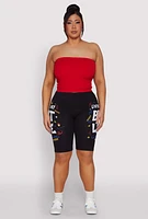 Womens Plus Size Living My Best Life Graphic Shorts, Black, Size 1X