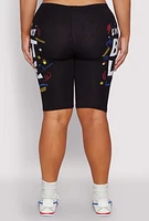 Womens Plus Size Living My Best Life Graphic Shorts, Black, Size 1X