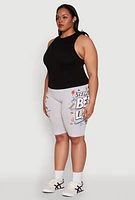 Womens Plus Living My Best Life Graphic Shorts,