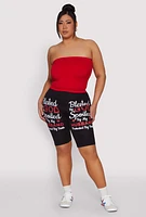Womens Plus Blessed By God Graphic Biker Shorts,