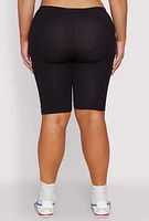 Womens Plus Blessed By God Graphic Biker Shorts,