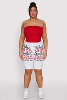 Womens Plus Size Blessed By God Graphic Biker Shorts, White, Size 1X