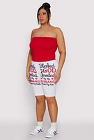 Womens Plus Size Blessed By God Graphic Biker Shorts, White, Size 1X