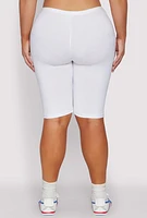Womens Plus Size Blessed By God Graphic Biker Shorts, White, Size 1X