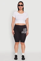 Womens Plus Size Gods Favorite Graphic Biker Shorts, Black, Size 3X