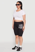Womens Plus Size Gods Favorite Graphic Biker Shorts, Black, Size 3X