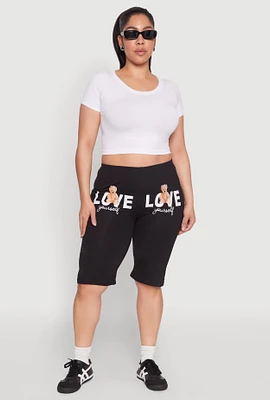 Womens Plus Size Love Yourself Graphic Biker Shorts, Multi, Size 1X