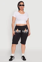 Womens Plus Size Love Yourself Graphic Biker Shorts, Multi, Size 3X