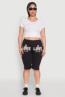 Womens Plus Size Love Yourself Graphic Biker Shorts, Multi, Size 3X