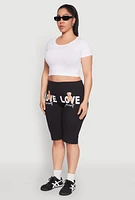 Womens Plus Size Love Yourself Graphic Biker Shorts, Multi, Size 3X