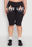 Womens Plus Size Love Yourself Graphic Biker Shorts, Multi, Size 3X