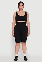 Womens Plus Seamless High Waist Cycling Shorts,