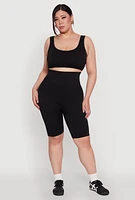 Womens Plus Seamless High Waist Cycling Shorts,
