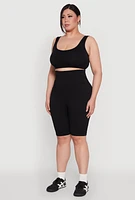 Womens Plus Seamless High Waist Cycling Shorts,