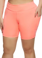 Womens Plus Size Side Pocket Bike Shorts, Orange, Size 4X