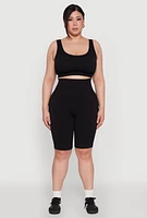Womens Plus High Waist Cycling Shorts, 3X-4X