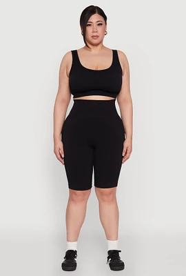 Womens Plus High Waist Cycling Shorts, 1X-2X