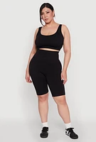 Womens Plus High Waist Cycling Shorts,