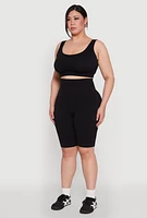 Womens Plus High Waist Cycling Shorts,