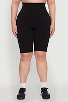 Womens Plus High Waist Cycling Shorts,