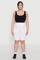 Womens Plus Size High Waist Cycling Shorts, White, Size 3X-4X