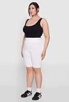Womens Plus Size High Waist Cycling Shorts, White, Size 3X-4X