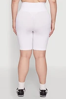 Womens Plus Size High Waist Cycling Shorts, White, Size 3X-4X