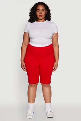Womens Plus High Waist Cycling Shorts, 1X-2X