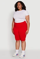 Womens Plus Size High Waist Cycling Shorts, Red, Size 3X-4X