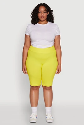 Womens Plus Size High Waist Cycling Shorts, Yellow, Size 3X-4X