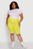 Womens Plus Size High Waist Cycling Shorts, Yellow, Size 3X-4X