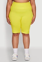 Womens Plus Size High Waist Cycling Shorts, Yellow, Size 3X-4X